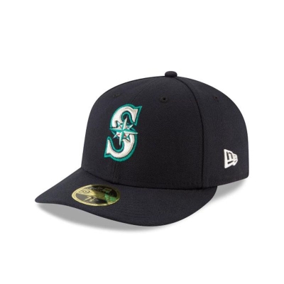 Blue Seattle Mariners Hat - New Era MLB Authentic Collection Low Profile 59FIFTY Fitted Caps USA5314079